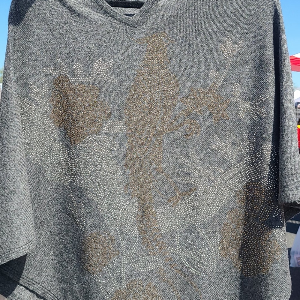 Cashmere Poncho W/Swarovski Crystal Embellishments